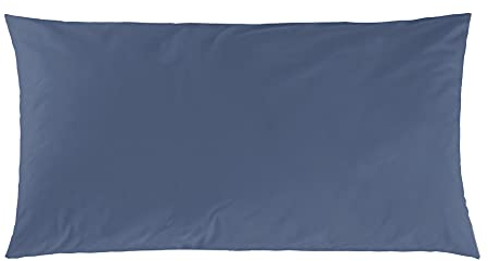 Decoper ® Mako-Satin Kissenbezug aus 100% Baumwolle | Atmungsaktiv & kuschelig weich | Farbe Denim Blau | 1 teilig - 40 x 80 cm