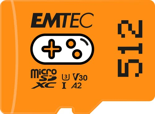 EMTEC - Gaming - ECMSDM512GXCU3G - Tarjeta MicroSD de 512 GB - Velocidad de Escritura 95 MB/s - Velocidad de Lectura 100 MB/s - Naranja
