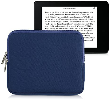 kwmobile Funda Universal para e-Book - Estuche de Neopreno con Cierre de Cremallera para e-Reader - Carcasa en Azul Oscuro