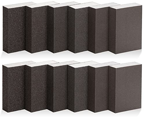Spugne Abrasive Blocco Abrasive Grana 60 80 100 120 180 220 Spugne di Levigatura Lavabile per Legno Metallo 12 Pezzi