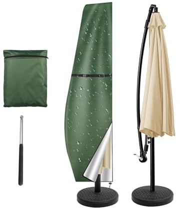 NAKIHOUSE Copertura per ombrellone, impermeabile, resistente alle intemperie, ai raggi UV, antivento, per ombrelli da esterni, Cantilever Offset, (265 x 40/70/50 cm, verde)