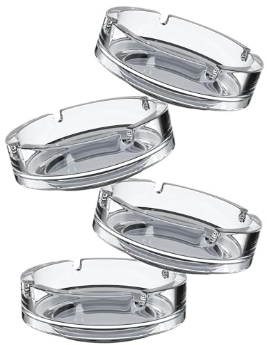 Clearfee 3 ceniceros de cristal | Cenicero de cristal | Apto para lavavajillas | apilable | transparente, redondo, 4 estantes, Ø 10,4 cm