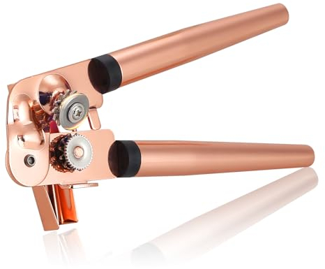 Dlunsen Manuell Deckelöffner, Premium Edelstahl Dosenöffner Keine Scharfe Kanten, Manuell Büchsenöffner mit Griff und Großer Drehknopf, Can Opener Flaschenöffner mit Gehärtetem Schneidrad, Gold