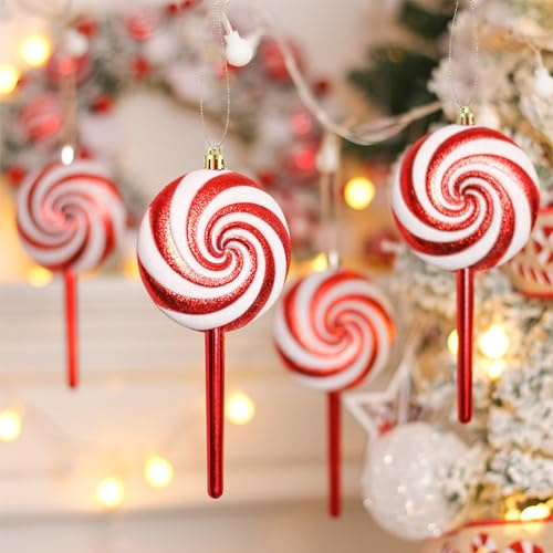 HERZWILD Herzwild 8 decorazioni per albero di Natale, bastoncini di zucchero, lecca-lecca, rosso, albero di Natale