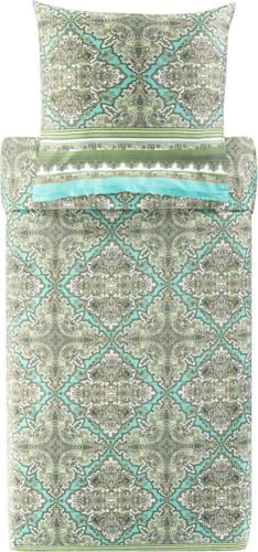 Bassetti MARECHIARO Bettwäsche + 1 Kissenhülle aus 100% Baumwollsatin in der Farbe Pistaziengrün V1, Maße: 155x220 + 1 K 80x80 cm - 9327394
