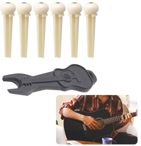 6Pcs Acoustic Guitar Bridge Pins with 1pc Bridge Pin Puller Remover Acoustic Guitar Tuning Pegs Acoustic Guitar Bridge Pins String for Enhanced Sound and Easy Installation