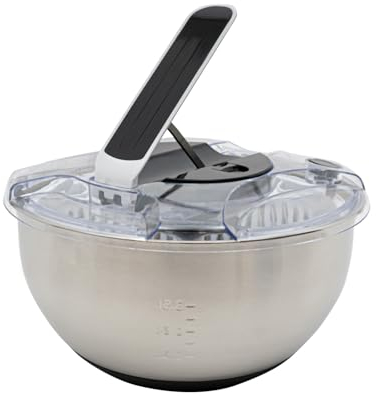 vinnyooc Salad Spinners Stainless Steel Salad Spinner Kitchen Vegetable Spinner Multi-Use Lettuce Spinner Fruits Washer Hand Spinner for Cleaning Draining