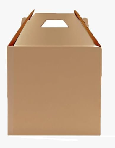 TRINITY PACKAGING Porta tartas de cartón alto con asa, para el transporte de pasteles de 2 y 3 capas, cajas de papel kraft para panadería (marrón, 400 x 400 x 350 cm, paquete de 10)