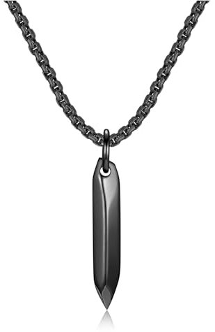 PiercingJak Herren Halskette Edelstahl Sechseckig Bar Stab Anhänger mit Box Kette Nagel Stil Punk Schmuck Geschenke für Männer, Schwarz