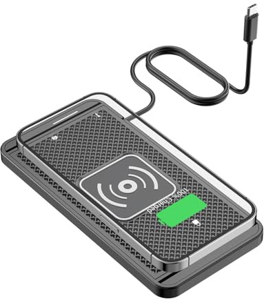 Induktiv laddningsstation bil trådlös laddare 15 W snabbladdande dyna halkfri dyna hållare kompatibel med iPhone Samsung mobiltelefoner