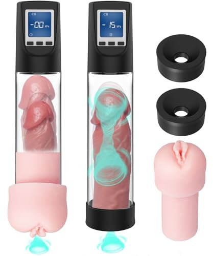 Penispumpen für Penisvergrößerung Penis Erektion, Elektrische Penis Vakuumpumpe mit 6 Saugstufen, Penis Pumpe Masturbator mit 2 Silikonhülsen 6 penisringSexspielzeug für Mann
