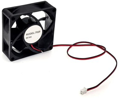 JZK Mini ventilateur de refroidissement, 70 x 70 x 25 mm, CC 12 V, 70 mm, avec 2 câbles à broches, 4500 tr/min, 0,23 A, 7025, sans balais, avec double roulement à billes de 7 cm, pour imprimante 3D,
