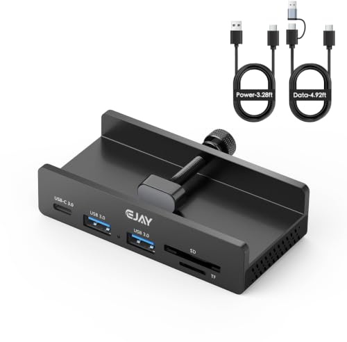 EJAY Clamp USB Hub 5-in-1 USB C Hub 4.92ft Cable for iMac & PC