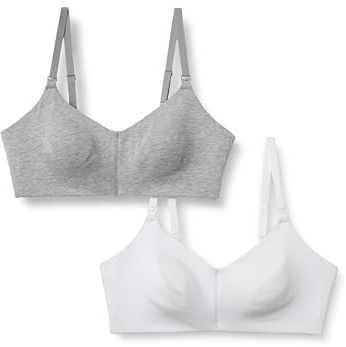 Amazon Essentials Sujetadores de Maternidad de Punto de Mezcla de Algodón para Lactancia con Broche de Apertura Rápida Mujer, Paquete de 2