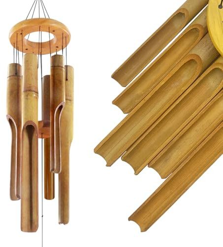 Bamboo Wind Chimes for Outside,Handcrafted Wooden Wind Chimes