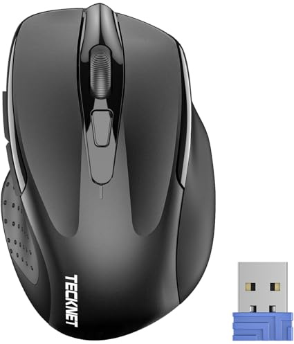 TECKNET Souris sans Fil, 2.4G Souris Optique 2600 DPI avec 5 Niveaux Réglable, Souris Ergonomique pour PC, Ordinateur Bureau/Portable - Noir