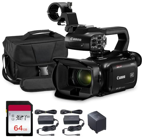 Canon XA60 Professional 4K UHD Camcorder with 20x Optical Zoom, UVC Livestreaming, Dual SD Slots, Optical Stabilization, 3.5 LCD & OLED EVF Bundle with Shoulder Bag + More