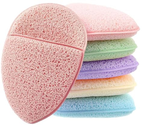 KNUIUYY 6 PCS Esponjas Faciales, Maquillaje en Húmedo Seco Cojín Esponja, Reutilizable Desmaquillante Belleza Esponja, perfecta para Spa Facial, Piel Muerta, Exfoliante, Eliminación de Maquillaje