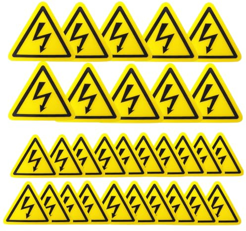Lot de 30 Étiquettes Danger Électrique Vinyle 5cm et 10cm Adhésif Sécurité | Pictogramme avertissement tableau, signalisation triangle, résistant eau, extérieur practical, ISO 7010, robuste qualité