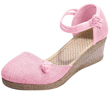 Générique Stängda espadriller för kvinnor - espadriller dam sommar bekväm elegant sandal med stängd bakom lediga skor halm lätta sandaler espadriller