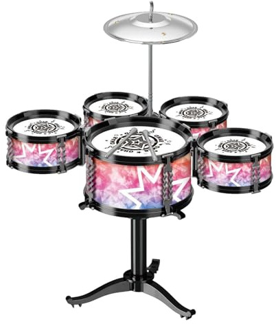 Milageto 3 Piezas Batería Infantil Tambor Percusión Juguete Educativo Instrumento Musical Silla PVC Adecuado para Cumpleaños Celebraciones Escuelas Y Casa, 5 Tom