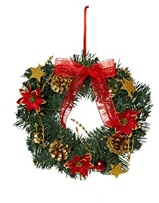 HEITMANN DECO Weihnachtskranz - Türkranz Wandkranz Weihnachten - dekorierter Kranz aus Tannenzweigen - Grün, Rot, Gold