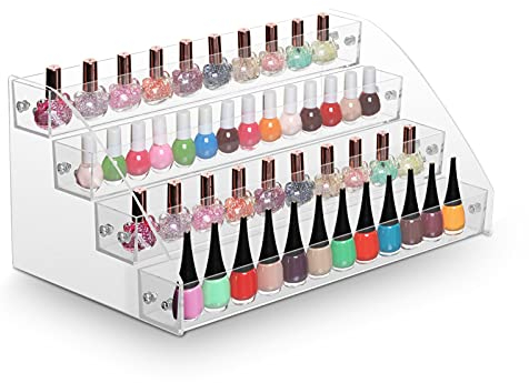 Organizer Smalti per Unghie in Acrilico Trasparente 4 Livelli Porta Rossetto Astuccio in Acrilico Multistrato Scaffale di Esposizione dei Cosmetici del Rossetto Supporto per smalto per unghie