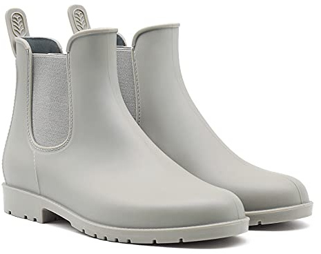 Geweo Botas De Agua Chelsea De Media Altura Para Mujer Botas De Lluvia Impermeables Para Mujer Botas Transpirables De Goma Caña Corta Suela Plana Y Gruesa Botas De Trabajo Gris Talla 41