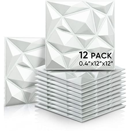 Sonic Acoustics 12 Pack 12 X 12 X 0.4 Inches Acoustic Absorption Panel, 3D Unique Soundproofing Insulation, Used in Home & Offices
