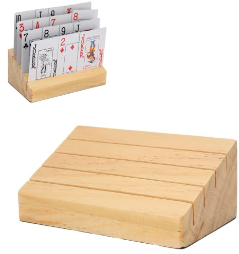 Porte-cartes en Bois pour Cartes à Jouer Accessoire de Jeux de Cartes Support de Plateau de Cartes à Jouer Mains Libres pour Adultes Seniors