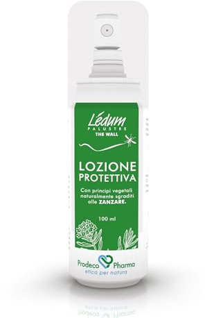 Prodeco Pharma Ledum Lozione Protettiva 100 ml - Lozione Protettiva Rinfrescante a base di Ledum palustre, Oli essenziali di Basilico, Geranio e Citronella, Naturalmente Sgraditi alle Zanzare