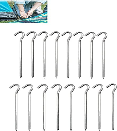 Rifrpha 16 PZ Picchetti per Tenda Campeggio 18 cm Picchetti da Tenda Campeggio Alluminio Picchetti di Metallo per Tende Inossidabile Picchetti Tenda Terreno Duro Chiodi per Tenda per Giardino Piscina