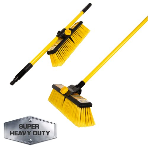 TUULKIT Heavy Duty Garden Brush | Industrial Broom | Telescopic Handle Stiff Brush for Yard, Garden, Terrace | 145 cm long adjustable handle