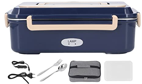Wisecoco Fiambrera Electrica, 40 W-80 W Almuerzo Caja Calefactora, 1,0 L-1,5 L Fiambrera Termica de Acero Inoxidable, Caja de Almuerzo con Mango Portátil, para Viajes Trabajo Coche Camión (220 V EU)