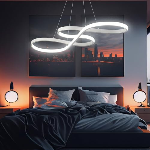 Arcadia Lampadario Led Soffitto a Sospensione Moderno con Luce Calda e Fredda Dimmerabile, Telecomando e App per Cellulare - Lampadario Camera da Letto, Soggiorno, Cucina e Cameretta - 3500 LM 80 Cm