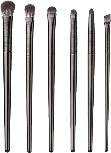 GHEART Pennelli Trucco Occhi, Set Pennelli Make Up, 6 Pezzi, Pennelli per Viso Occhi Ombretto per ombretti,sfumatura,sopracciglia,eyeliner, Fibra sintetica, Nero, COSMETIC_BRUSH
