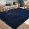 ISMOL Weicher Zottelteppich Flauschiger Flächenteppich Waschbarer Anti-Rutsch-Teppich Wohnzimmer Schlafzimmer Kinderzimmer Moderner einfarbiger (Blau, 60x90cm)