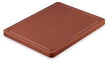 METRO Professional Tabla de cortar, polietileno, con surco, reversible, antibacteriana, apta para lavavajillas, tabla para cocina, amarillo (marrón)