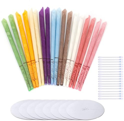 MUNSKT 18 Stück Natürliche Ohrkerzen Bienenwachs Kerzenkegel,ohrenkerzen zur reinigung ohrenschmalz, ohrenputzer，Hohlkegelkerzen mit 8 Schutzscheiben