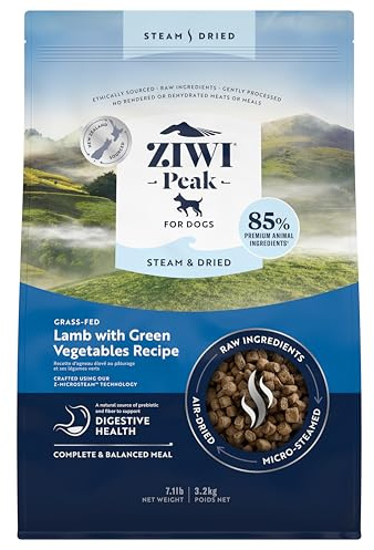 ZIWI Peak Steam & Dried Dog Food - Grass-fed Lamb w/Vegetables - High Protein, Low Carb, All Breeds & Lifestages, for Digestive Health (113.6oz)