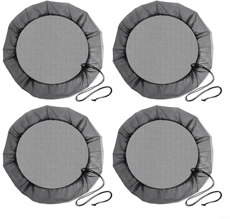 Regentonnennetz-Abdeckung, 50 cm, verstellbare Eimer-Netzabdeckungen, Regentonne, Netz-Schutzhülle mit Kordelzug für den Außenbereich, Garten, Wasserauffangeimer (4 Stück)