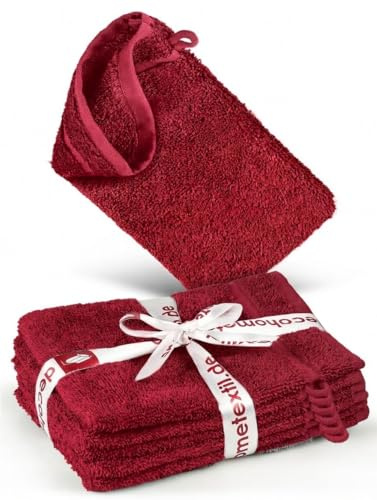 DecoHomeTextil Handtuch-Set 6 Waschlappen 15 x 21 cm in Bordeauxrot aus 100% Baumwolle, hochwertig, kuschelweich und saugstark