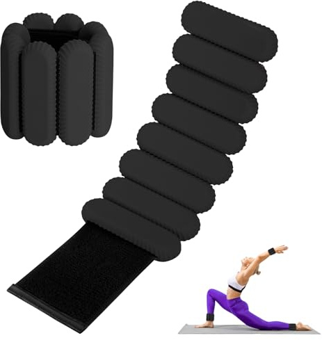 Wrist Ankle Weights for Women, Adjustable Ankle Weights Strength Training Silicone Bracelets Workout Wrist Ankle Weights for Men Women Yoga Running Dance Ankle Arm Leg Weights (2lb) (Black)
