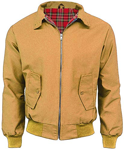 WearAll Harrington Jacket Adults Unisex Mens Ladies Womens Vintage Classic Retro Scooter 1970'S Bomber MOD Skin Tartan Lining Coat Top Size S-5XL