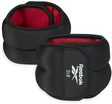 Reebok Handgelenk- und Knöchelgewichte, 2 x 0,9 kg tragbare Gewichte für intensiviertes Training, strapazierfähiges Polyester & Spandex, Knöchel- und Handgelenkgewichte, Heim-Workout-Essentials &