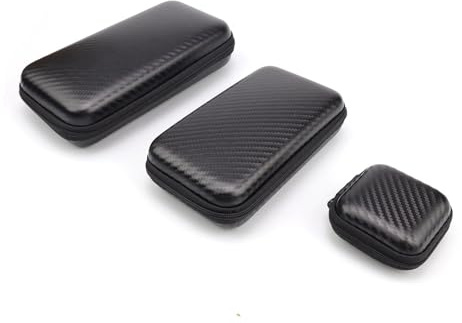 PARFCO Custodia Cuffie, 3 Pezzi Custodia Rigida, Grande, Portatile Medio e Piccolo Organizer Cavi da Viaggio, con Scomparto in Rete, per Cavi Dati, Cuffie, Chiavi