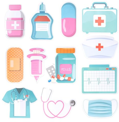 Keboyoe 12 Pack 144 Sheets Funny Nurse Sticky Notes Nursing Self Stick Notes Pads Medical Themed Cute Memo Pads Blue Notepads Booklet Nurse Gifts for Hospital School Office Records Checklist Supplies