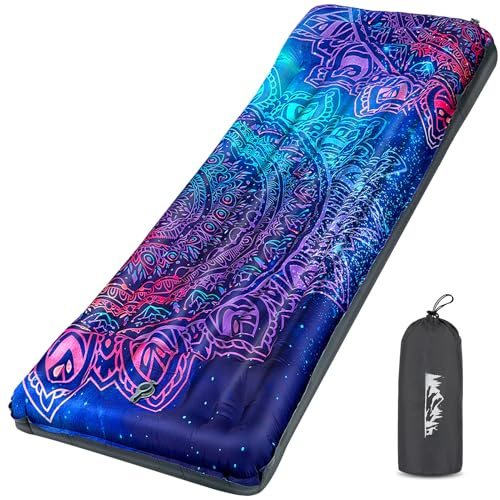 pickyNproud Sleeping Pad Ultra-Thick 5 Inch Inflatable Camping Pad with Pillow Built-in Foot Pump Portable Camping Air Mattress with Carry Bag Repair Kit for Backpacking Hiking Traveling Tent