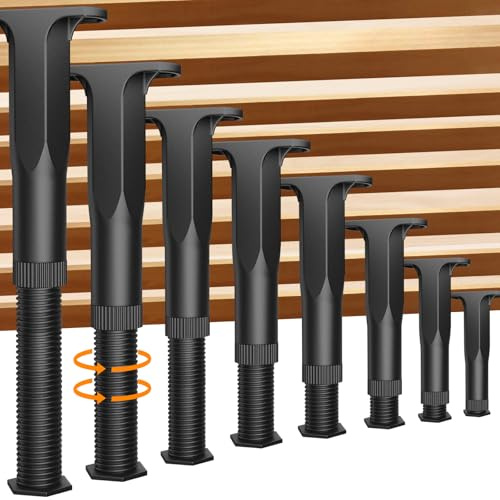 Jonkehai 8PCS Adjustable Bed Support Legs Frame Support Legs for King Queen Bed Slats, Heavy Duty Frame, Sofa, Dresser, Chair, Table, Cabinet and Wooden Furniture 8.3-14.5
