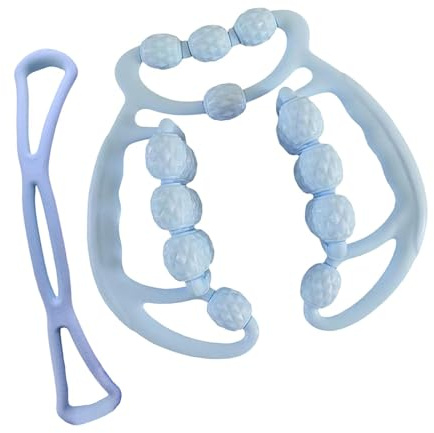 LeeQinersw Rullo da Massaggio Strumento per Fascia Massaggiatore a Pinza Regolabile Rullo per Gambe Pesanti Attrezzo per Nodi Muscolari con 24 Ruote Rotanti ADA, Blu
